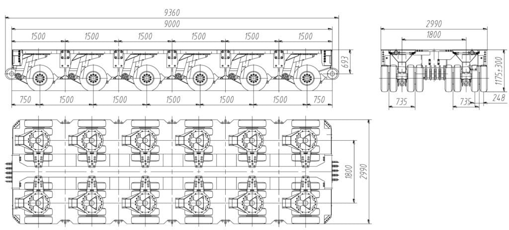 Drawing-GOLDHOFER 6 Axles Modular Trailer