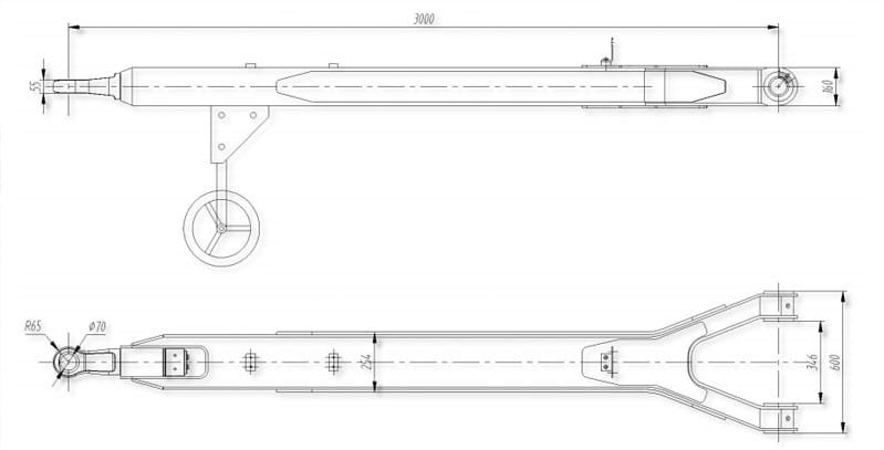 3 Meters Drawbar for Hydraulic Modular Trailer