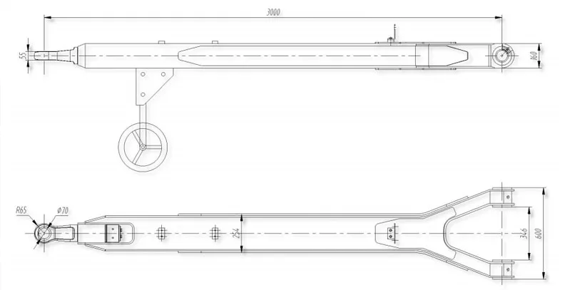3 Meters Drawbar for Hydraulic Modular Trailer