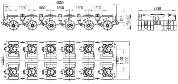6 axles modular trailer