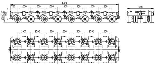 8 axles modular trailer
