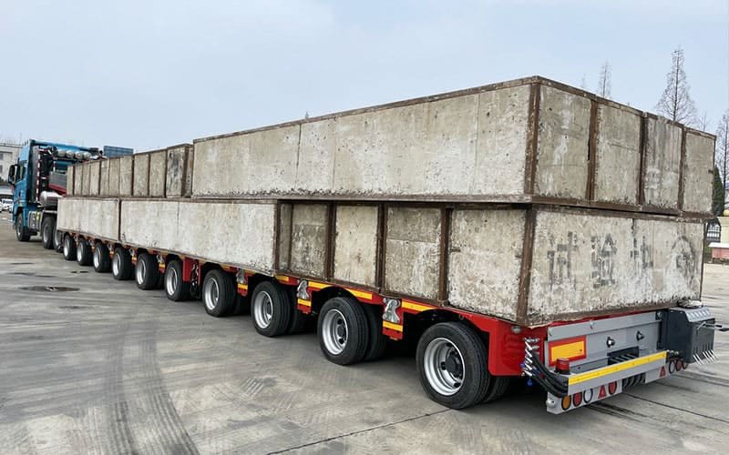 Hydraulic Modular Trailer N3-load testing before shipment